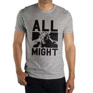 My Hero Academia Men's Medium All Might T Shirt, Gray - Funimation Tee